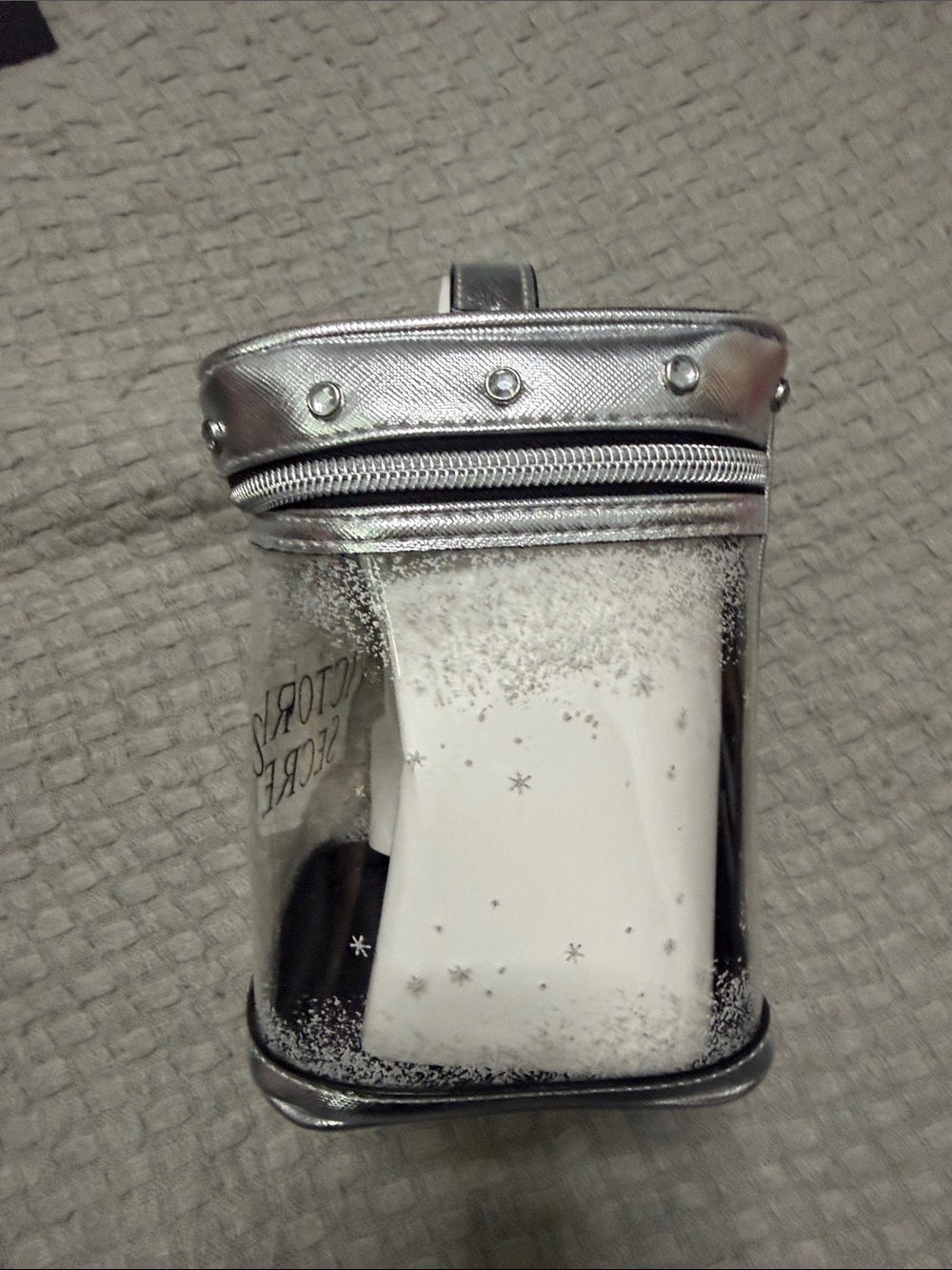 Victoria's Secret Silver Glitter Clear Travel Pouch - Picture 4 of 4